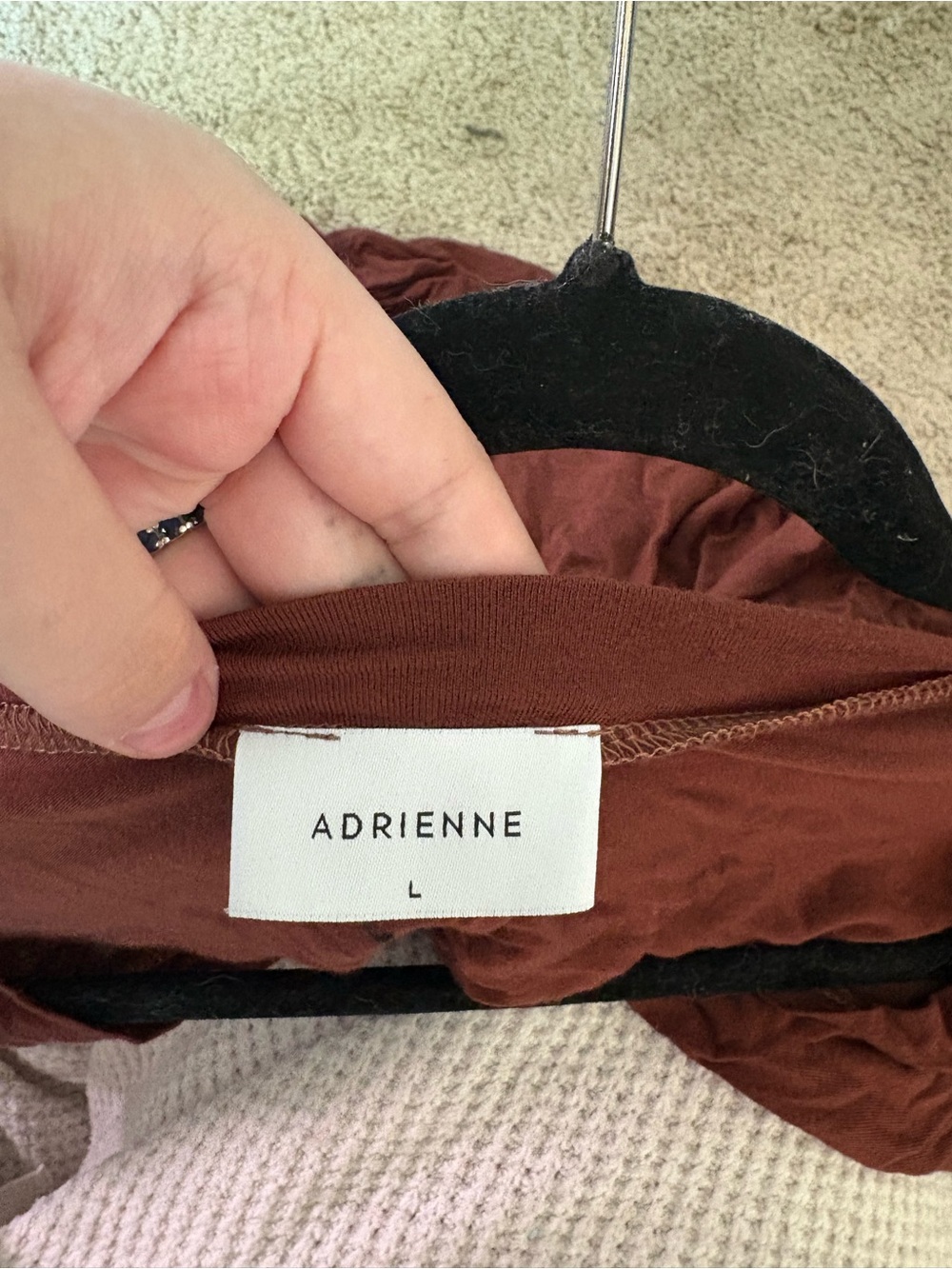 Adrienne Short-Sleeve V-Neck Pocket Tee in Deep Rust - Picture 3 of 3